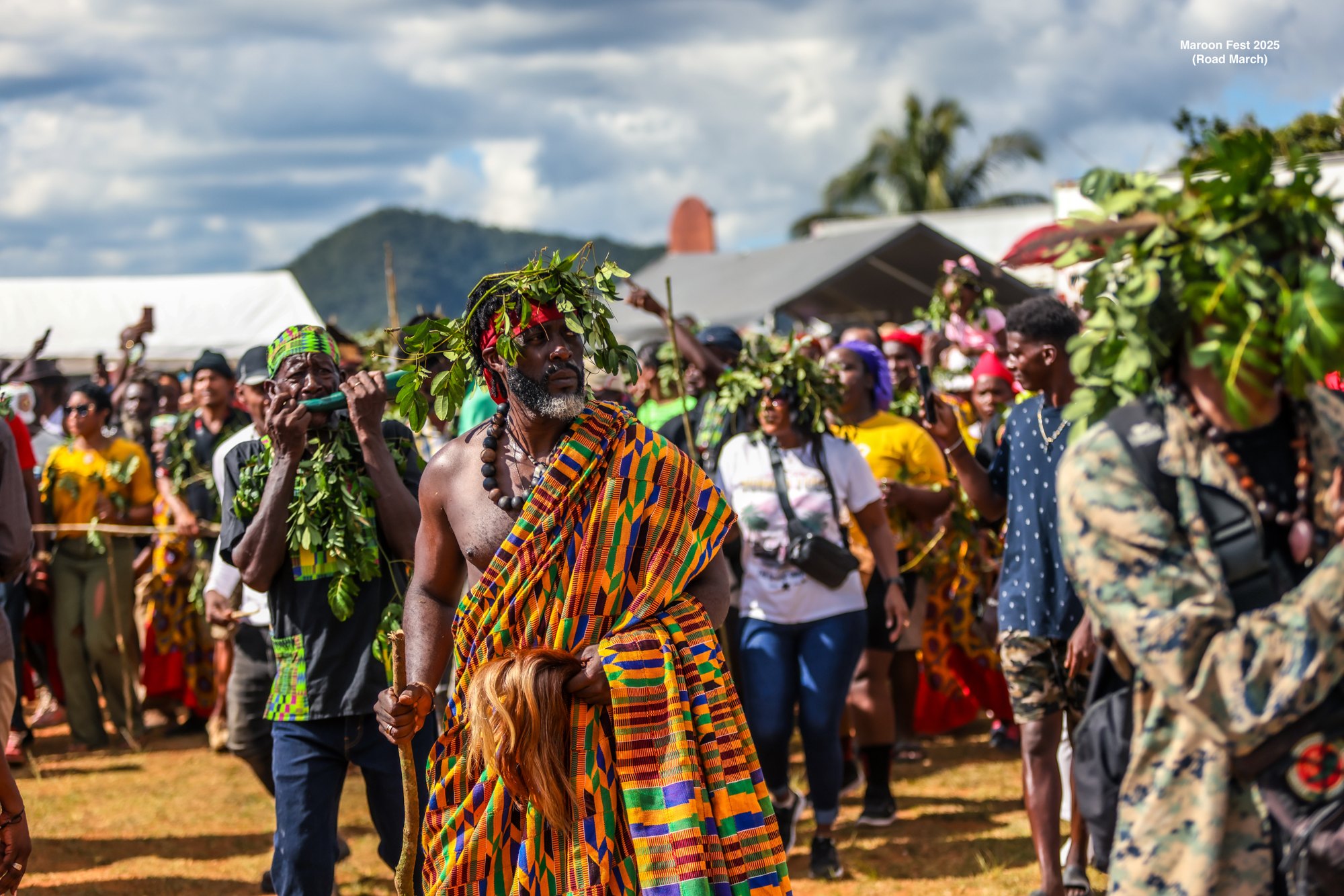 Participants in colourful traditional dress at Maroon Fest 2025
